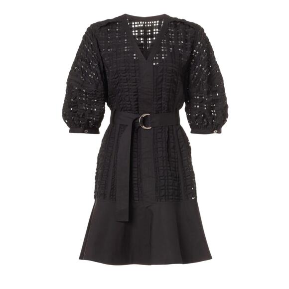 3.1 Philip Lim Black Puff Sleeve Mini Dress SMALL Designer Boho Cottage $595 - Picture 6 of 11